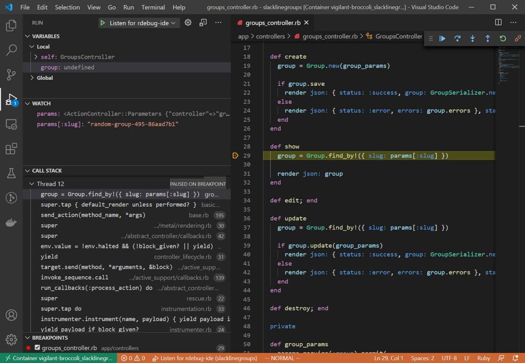 Debugging Rails on Docker with VSCode