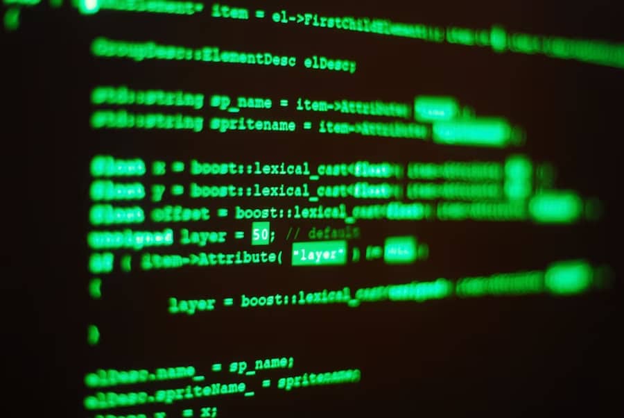 Code written in a computer application