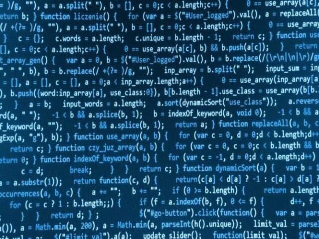 Computer code written on the screen
