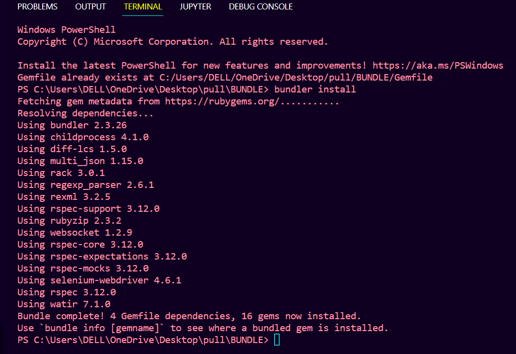 Install Gems from Gemfile in Ruby